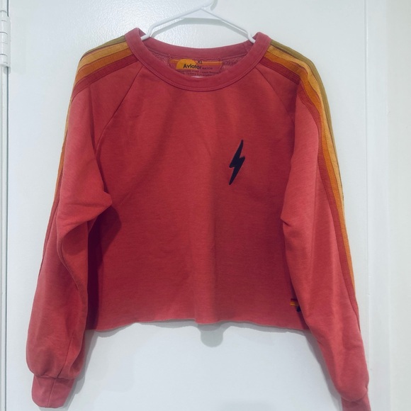 Aviator Nation Pink Rainbow Stripe Sweatshirt - Picture 4 of 7